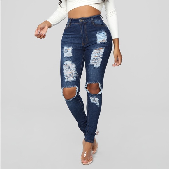 Fashion Nova Denim - NWT Fashion Nova distressed dark skinny jeans